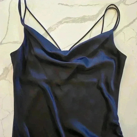 NWT Parker Ivy Sleeveless Cowl Neck Runched Cocktail Party Dress Blue Size 10 - Picture 5 of 11